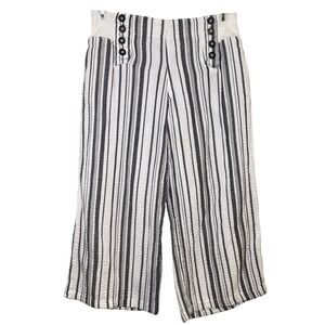 Hard Tail Forever Womens Striped Wide Leg Crop Pants White Grey Cotton M USA